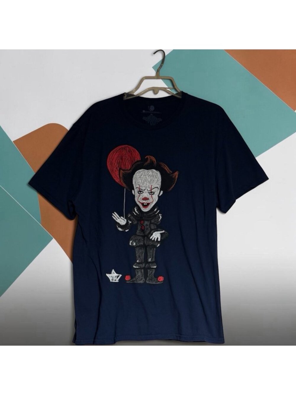 IT Movie Pennywise Clown Navy Blue Graphic T-Shirt XL Stephen King Horror